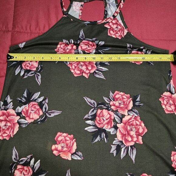 Nine Britton Floral Halter Mini Dress Trapeze Knit Keyhole Back LP Pockets - Picture 7 of 10